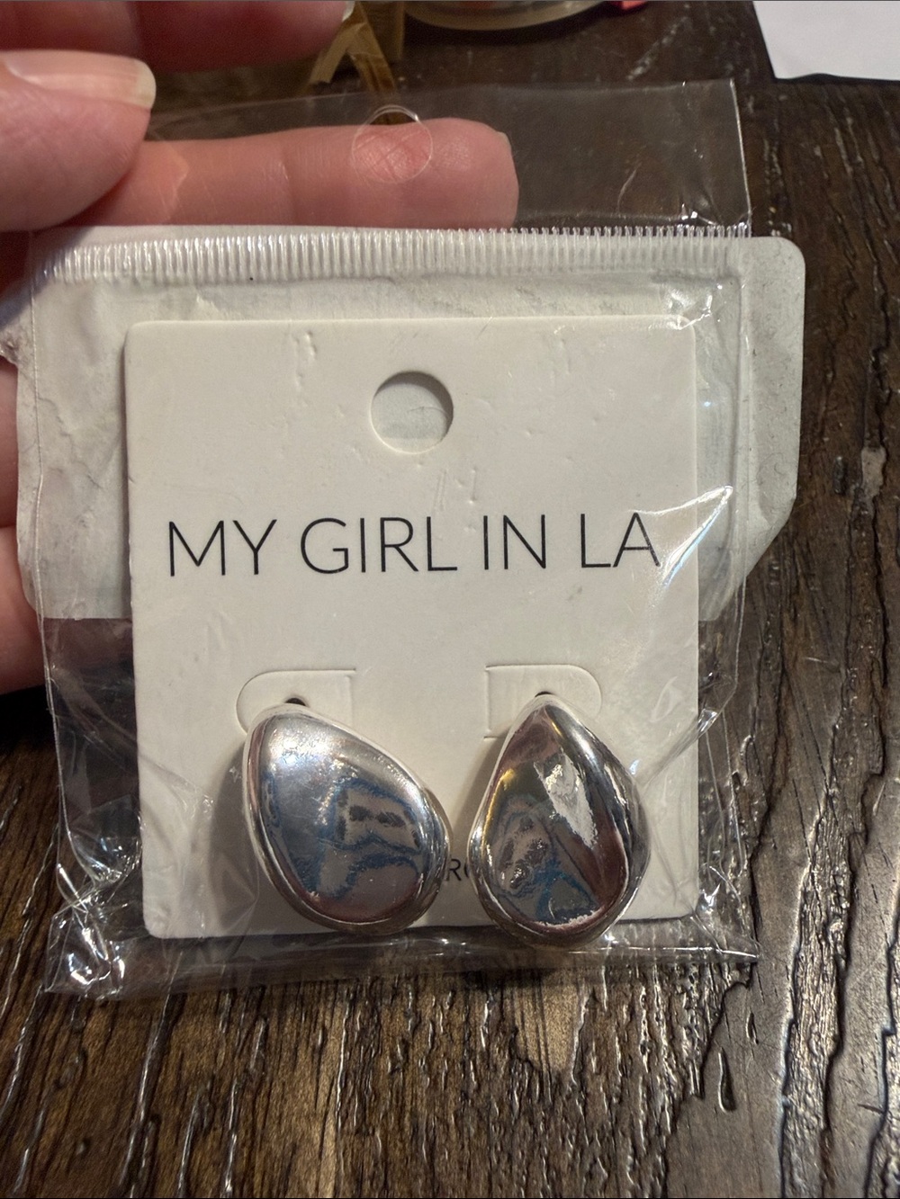 Silver Teardrop Stud Earrings